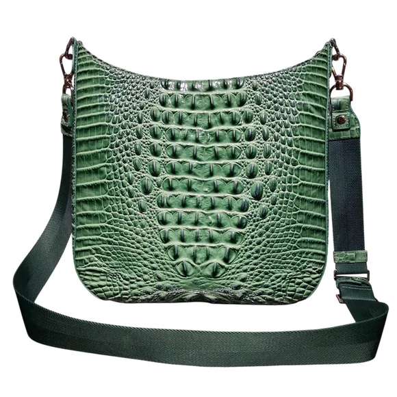 Brahmin Leia Croc Embossed Leather Crossbody Bag - Picture 3 of 11